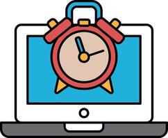 A clock is on a laptop screen with the time of 1030 vector