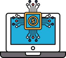 A computer screen with a dollar sign and a bunch of wires vector