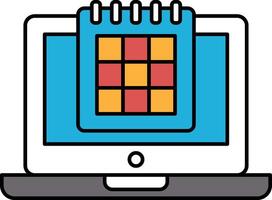 A laptop screen with a calendar on it vector