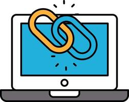 A laptop screen with a link in the middle vector