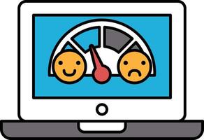 A computer monitor shows a speedometer with two faces on it vector