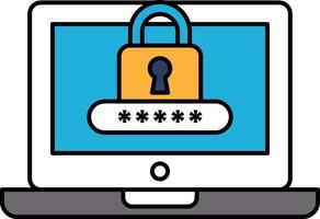 A laptop screen with a password lock on it vector