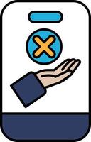 A hand is holding an X on a white background vector