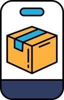 A box is shown on a phone screen vector