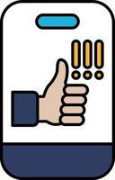 A thumbs up sign with an exclamation point on it vector