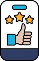 A hand giving a thumbs up with three stars in the background vector