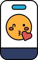 A cartoonish phone case with a smiling face and a heart on it vector