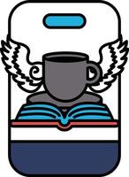 A phone case with a cup and book on it vector