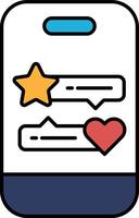 A phone with a heart and star on it vector