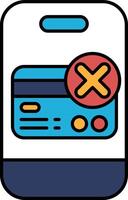 A phone with a card on it that has an X on it vector