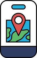 A phone with a red dot on it that says map vector