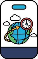 A phone case with a globe and a clock on it vector