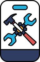 A hammer and wrench are shown on a white background vector