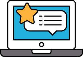 A laptop screen with a star and a speech bubble vector