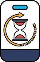 A clock with a red face and a blue background vector