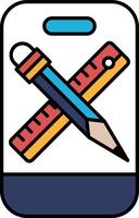 A ruler and pencil are drawn on a white background vector