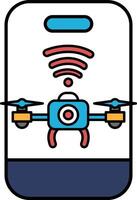 A blue and red drone is on a white background vector