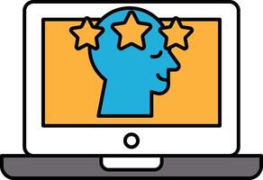 A computer monitor with a blue head and three stars on it vector