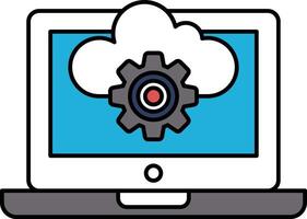 A computer screen with a cloud and a gear vector