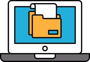 A laptop screen shows a folder with a yellow folder icon vector