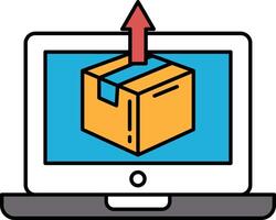 A box is being lifted off a laptop screen vector