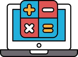 A computer screen with a red, blue and yellow square with an X and a plus sign vector