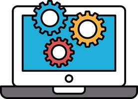 A computer monitor with three gears on it vector