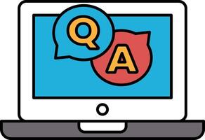 A laptop screen with a Q and A symbol on it vector
