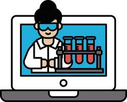 A woman in a lab coat is shown on a computer screen vector