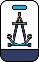 A blue and white phone case with a blue and white compass on it vector