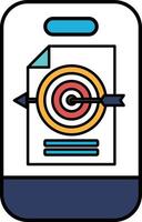 A phone screen with a target and arrows pointing to it vector