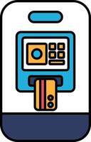 A blue and white card reader with a red card inserted vector