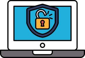 A laptop screen with a lock icon on it vector