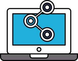A computer monitor with a blue screen and three circles on it vector