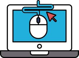 A computer mouse is shown on a laptop screen vector