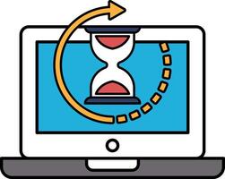 A computer screen with a clock on it that is set to the number 3 vector