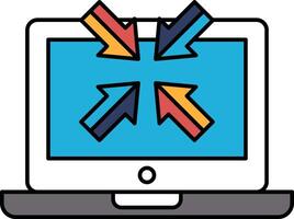 A computer monitor with four arrows pointing to the right vector