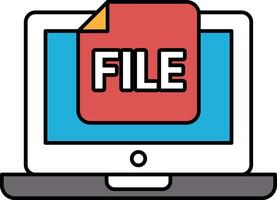 A computer screen with a red and blue file icon vector
