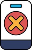 A red and yellow X is on a white background vector