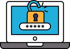 A laptop screen with a lock on it vector