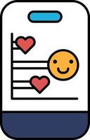 A phone with a smiling face and a heart on it vector