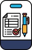 A phone with a pen and a piece of paper with a check mark on it vector