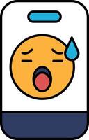 A cartoonish face with a mouth open and a frowning expression vector