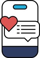 A phone with a heart on it and a message that says I love you vector