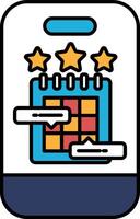 A phone with a calendar and stars on it vector