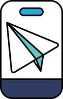 A phone with a paper airplane icon on it vector