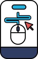 A mouse is pointing to a button on a phone vector