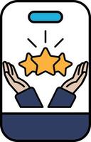 A phone case with three stars and hands holding them vector