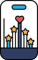 A phone case with a heart and five stars vector