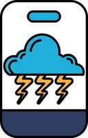 A phone case with a lightning bolt and a cloud on it vector